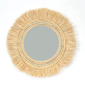 Miroir Tiki en rotin