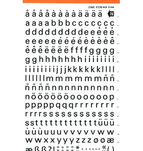 Lettres de frottement et chiffres 6mm
